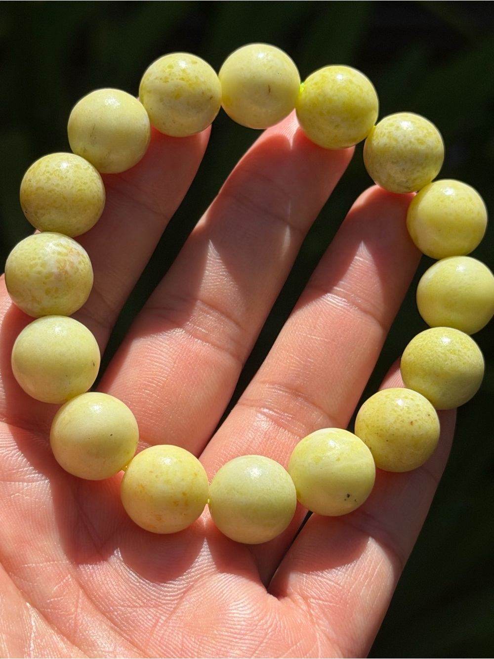 13mm Natural Lemon Jade Beaded Bracelet 2261